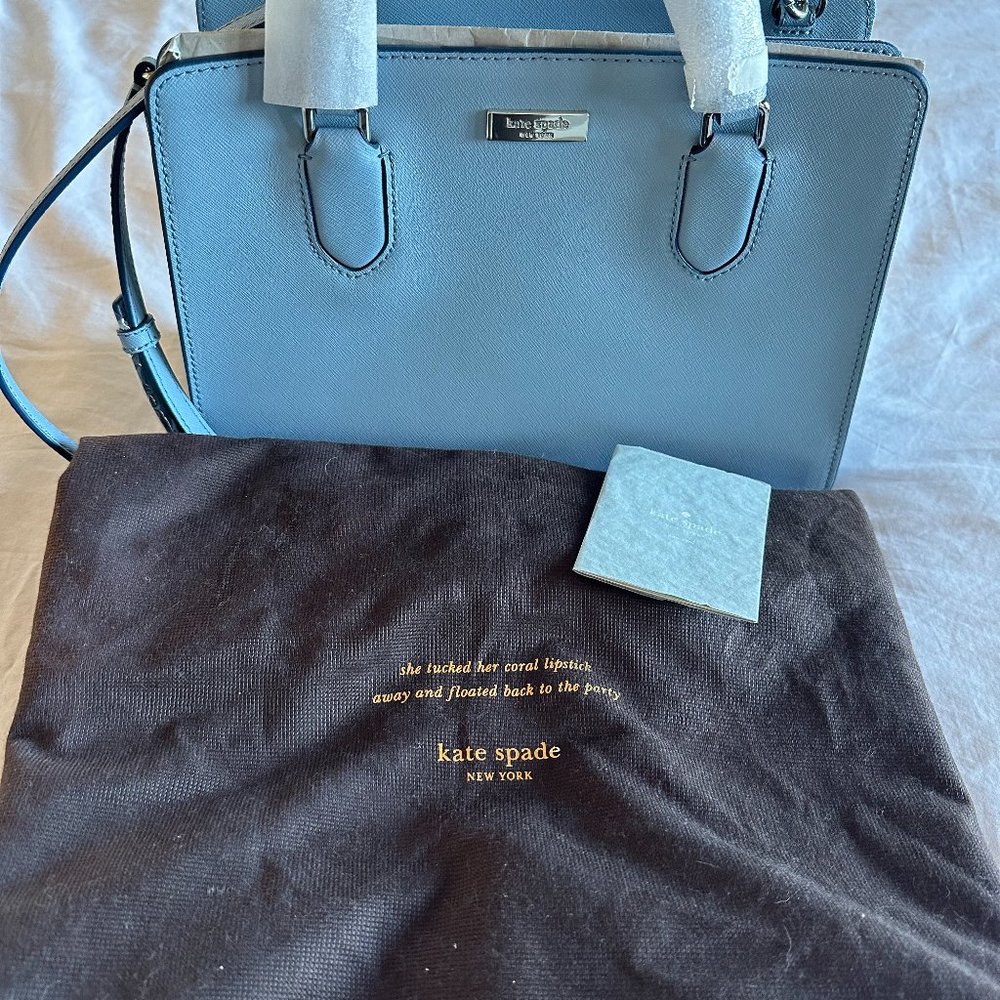 NWT Kate Spade Laurel Way Reese Leather Satchel Handbag blue